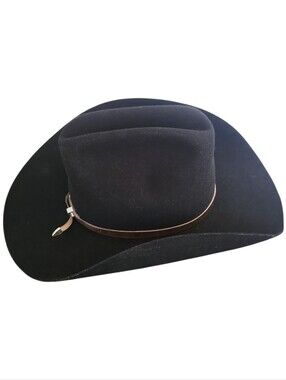 Vintage Bradford By Resistol Western Black Premium Wool Cowboy Hat Size 7 1/4